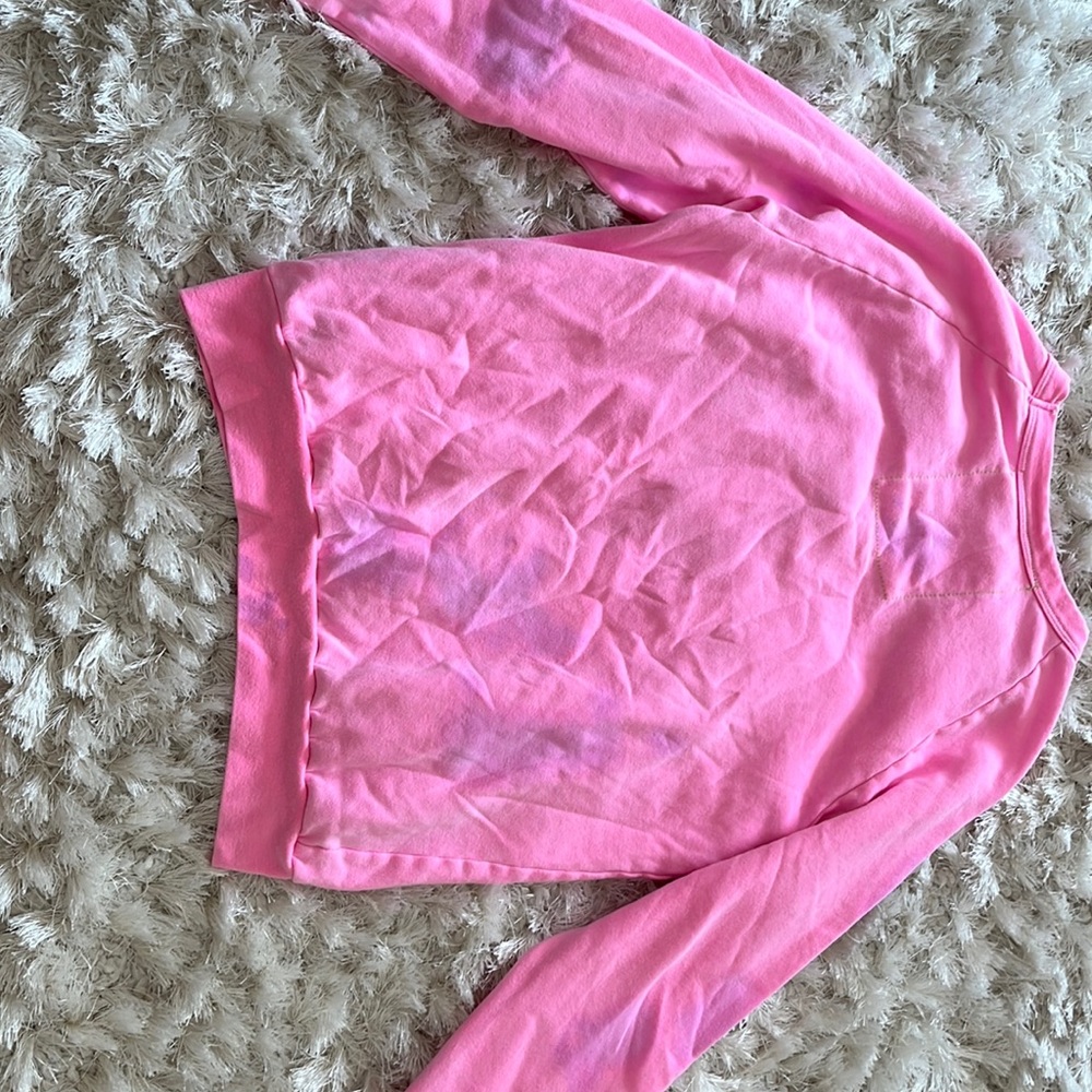 Pink aviator nation crewneck with black lightning bolt
